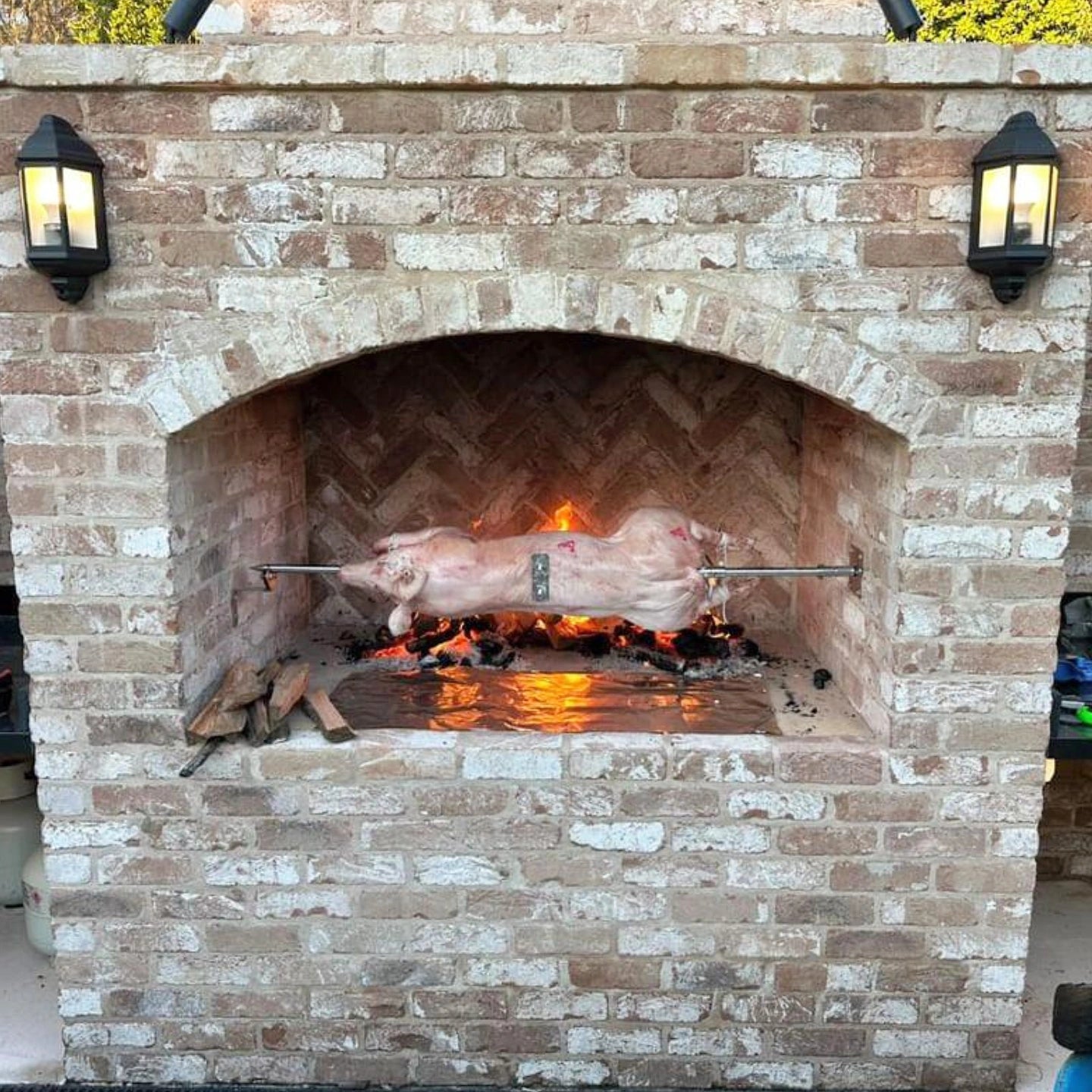 Custom Rotisserie for brick fireplace